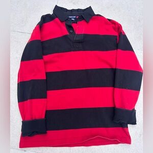 Size M 90s Vintage Red & Black Long Sleeve Polo